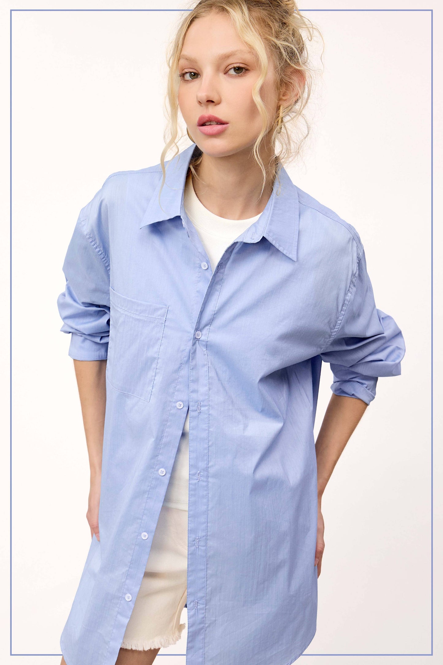 La Miel - SRT7809-Classic Collared Button Down Poplin Shirts
