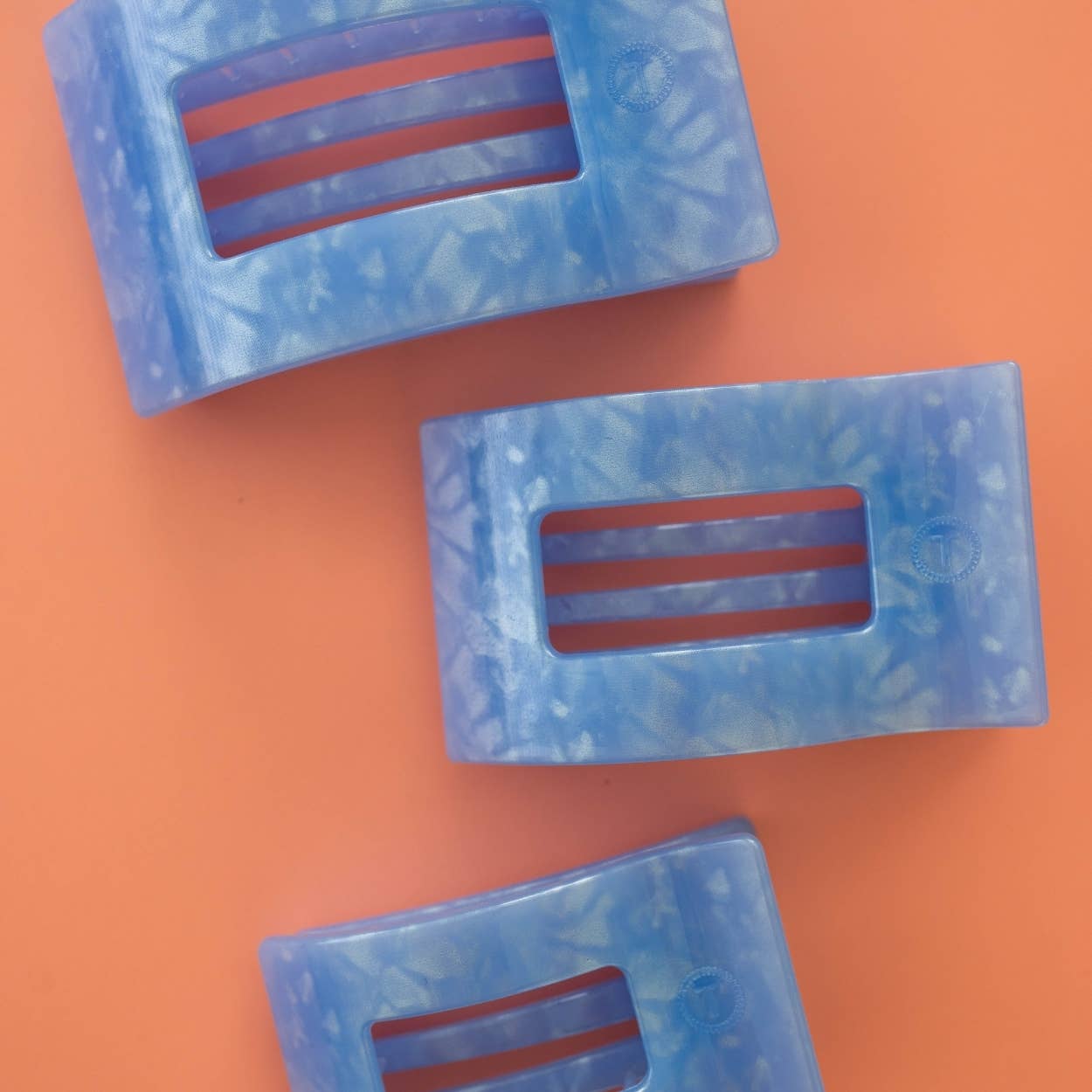 TELETIES - Flat Rectangle Hair Clip | Large | Blue Lagoon