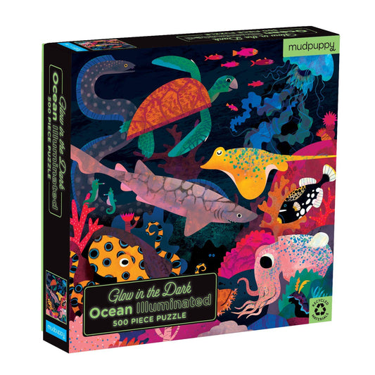 Chronicle Books - Ocean Illuminated 500 Piece Glow in the Dark Family Puzzle