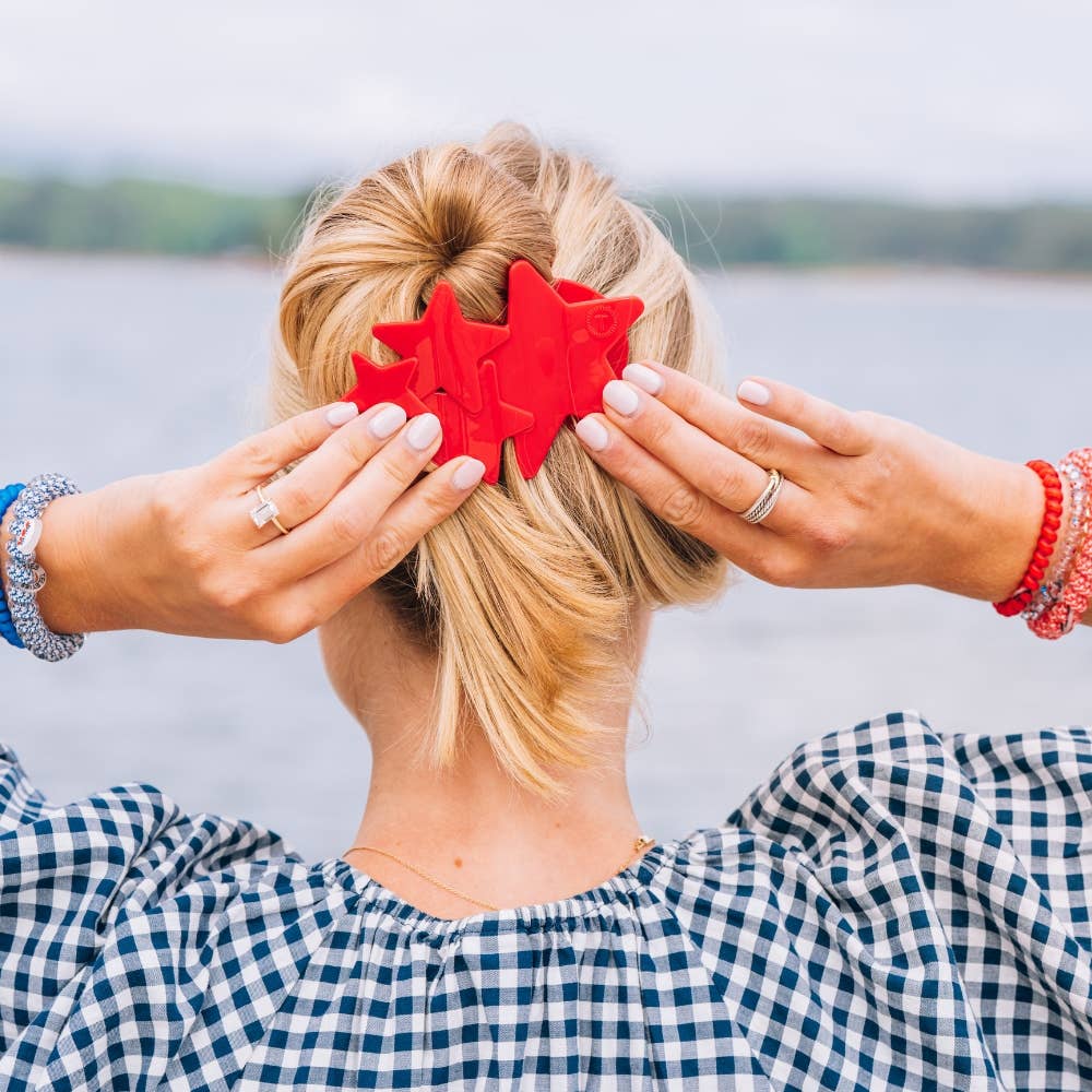 TELETIES - Flat Hair Clip | Large | Red Shooting Star
