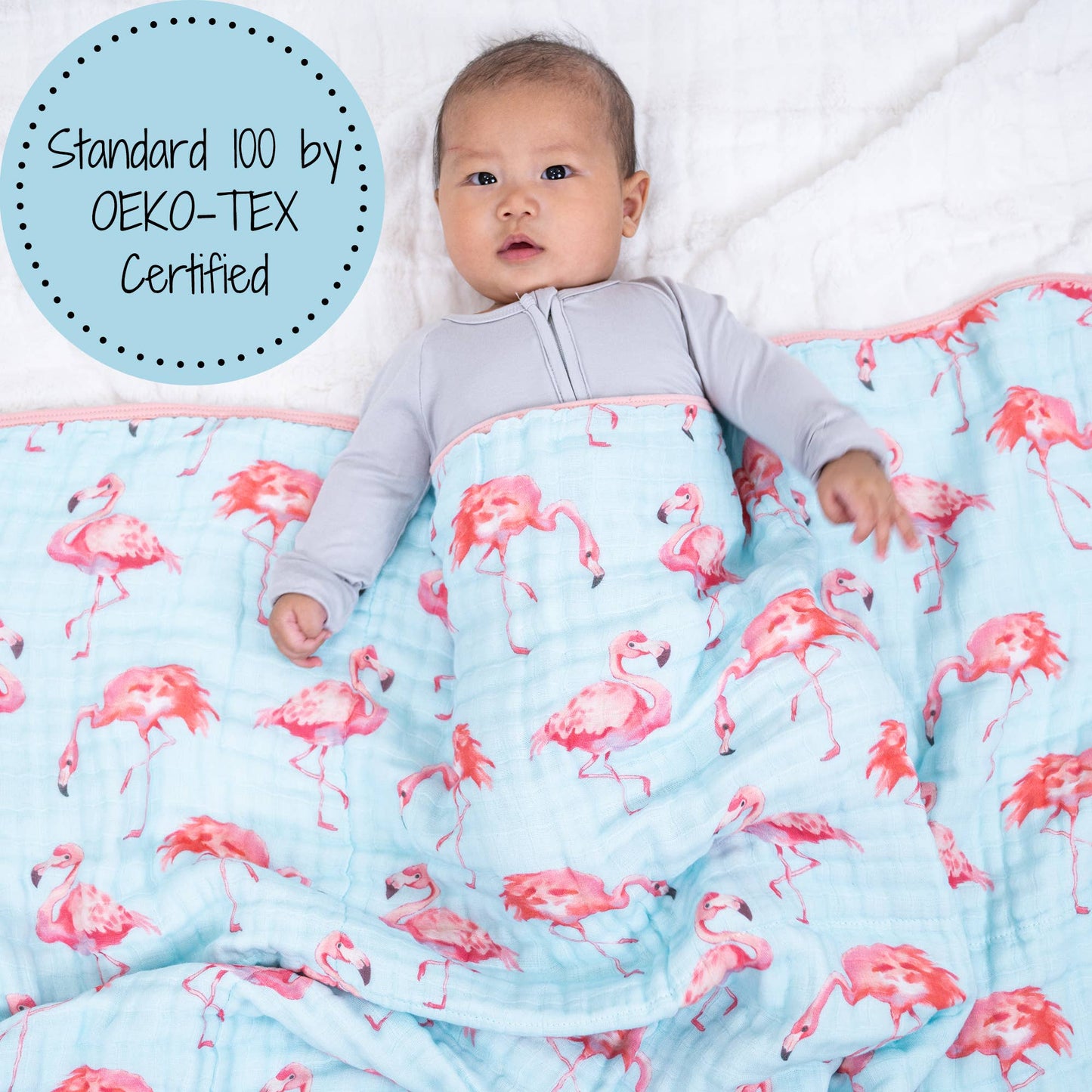 LollyBanks - Flamingo Baby Toddler 100% Cotton Muslin Blanket