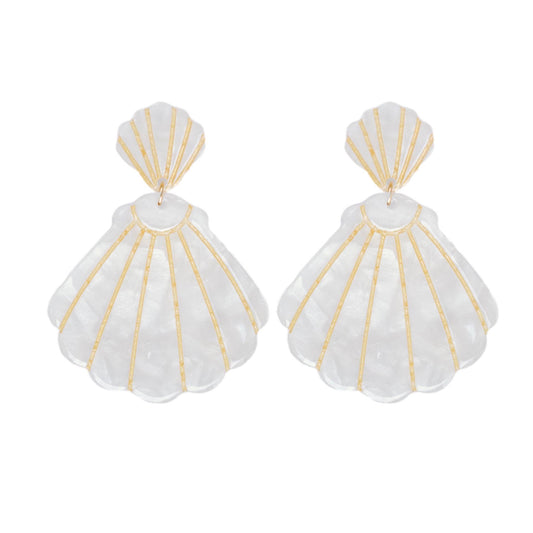 St Armands Designs of Sarasota - White Tortoise Statement Shell Earrings