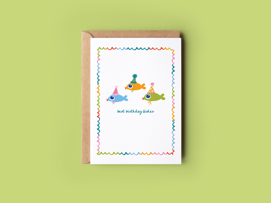 The Shelley Society - Best Birthday Fishes Beach Coastal Greeting Card