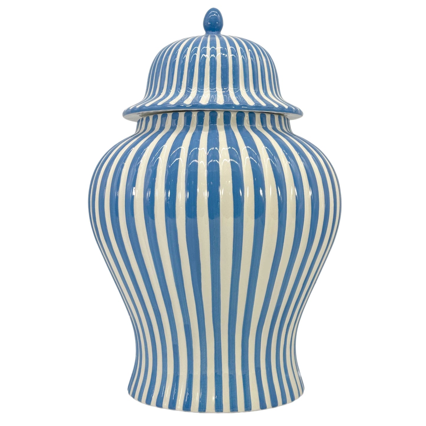 Galt International Company - Blue & White Candy Cane Striped Ceramic Vase 18"