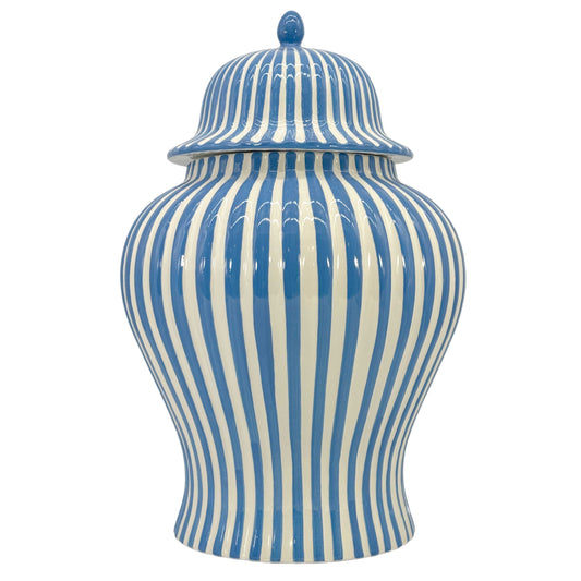 Galt International Company - Blue & White Candy Cane Striped Ceramic Vase 18"