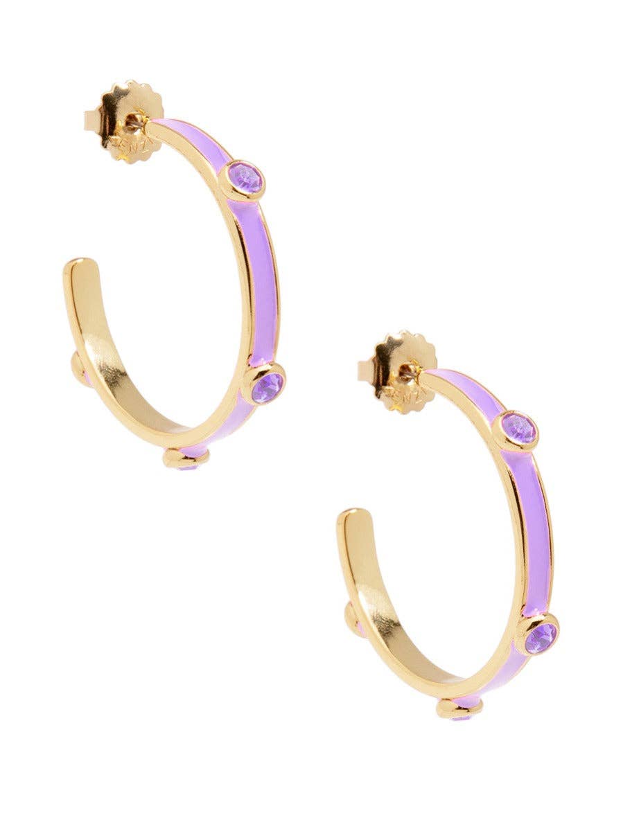 ZENZII Jewelry - Enamel Hoop Earring with Crystals