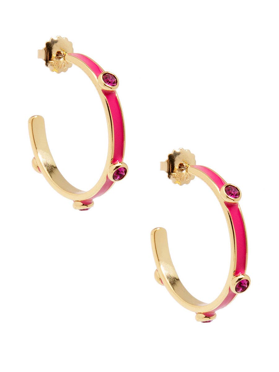 ZENZII Jewelry - Enamel Hoop Earring with Crystals