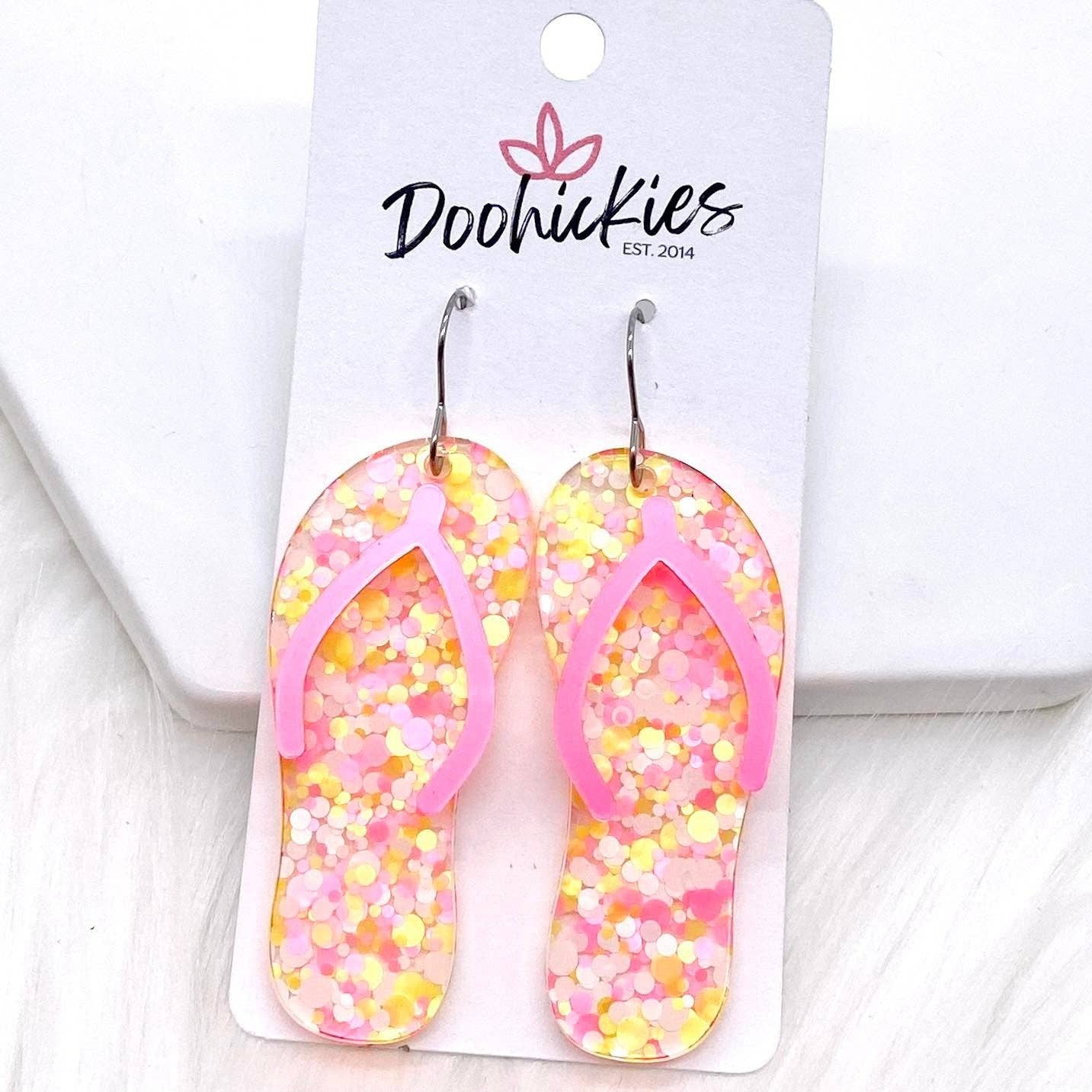 Doohickies - 2.25" Flip Flop Acrylics -Summer Earrings