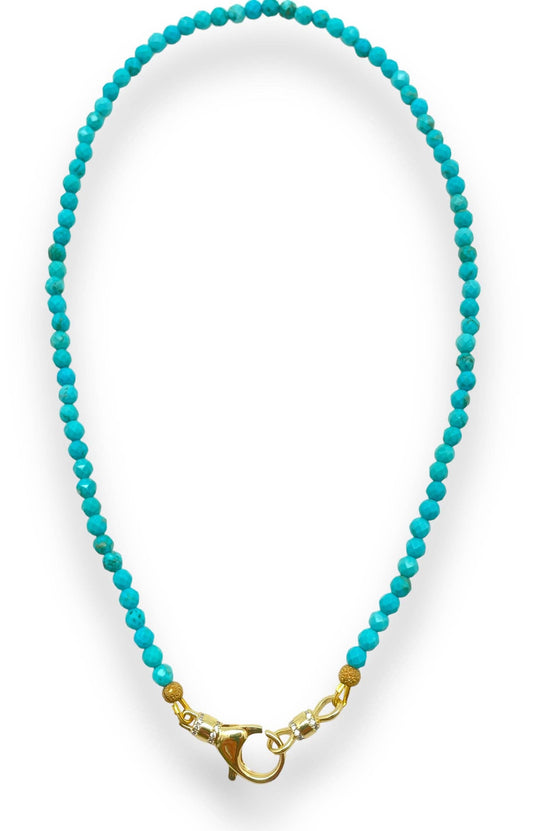 Shiver + Duke - Blue Turquoise Beaded Necklace for Charm Necklace