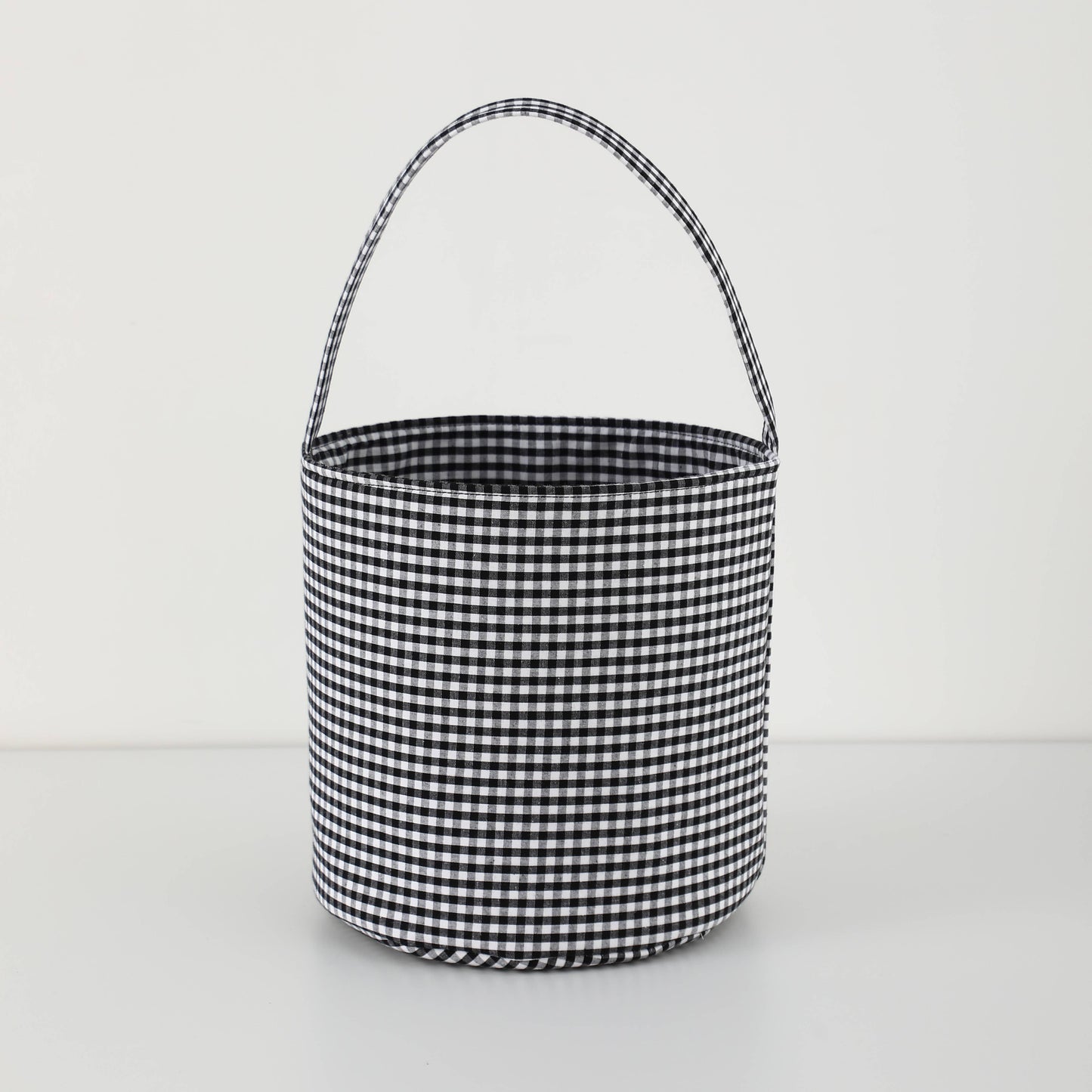 Love That Cotton - Gingham/Seersucker Bucket Bag - Easter Basket  with Egg Embroidery