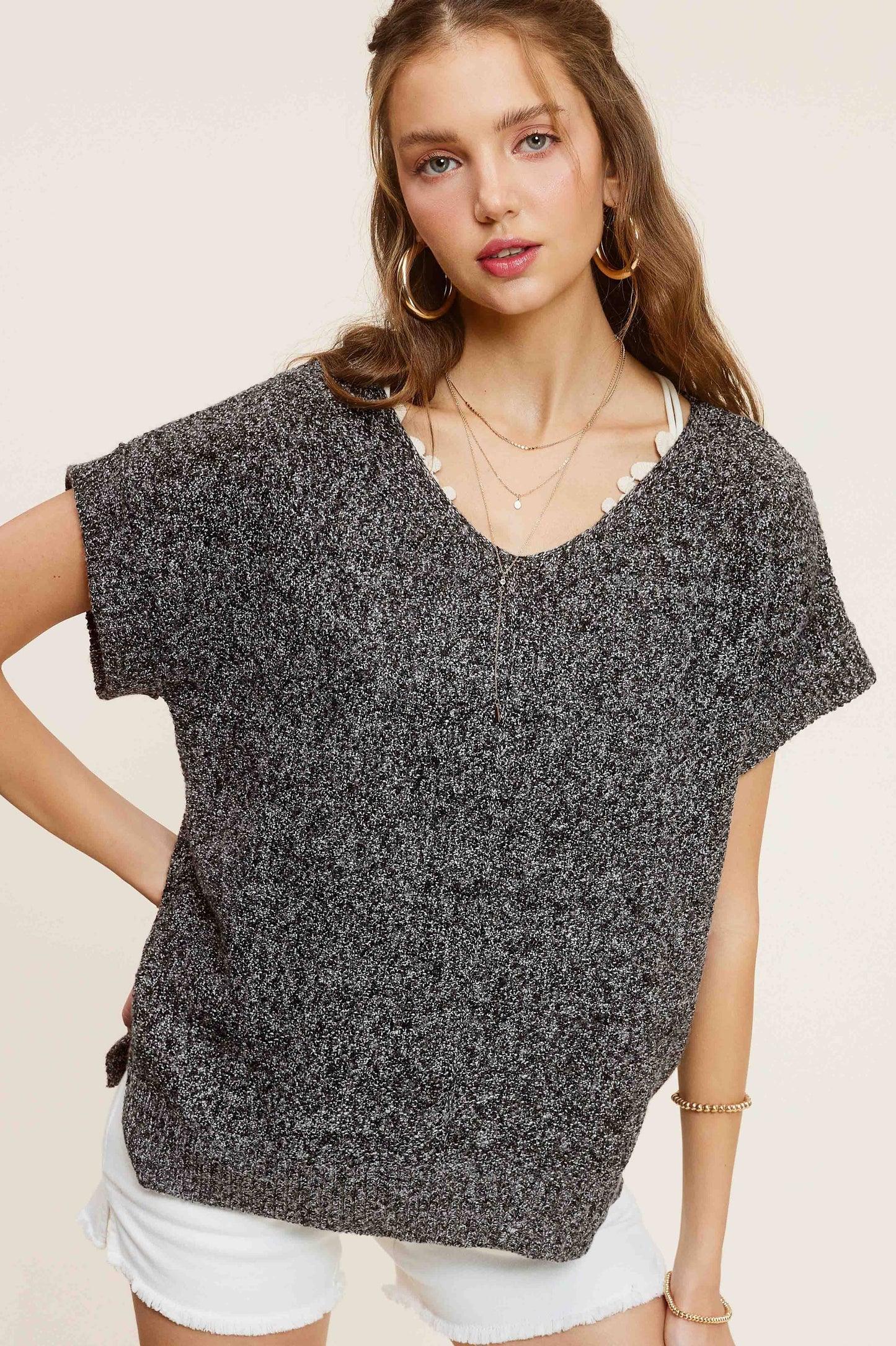 La Miel - Soft Lightweight Loose Fit Textured Pullover Sweater