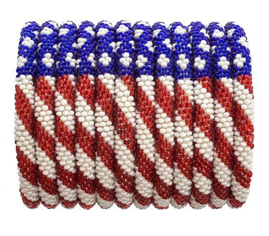 Aid Through Trade - Patriotic Jewelry Roll-On® Bracelets - Stars & Stripes