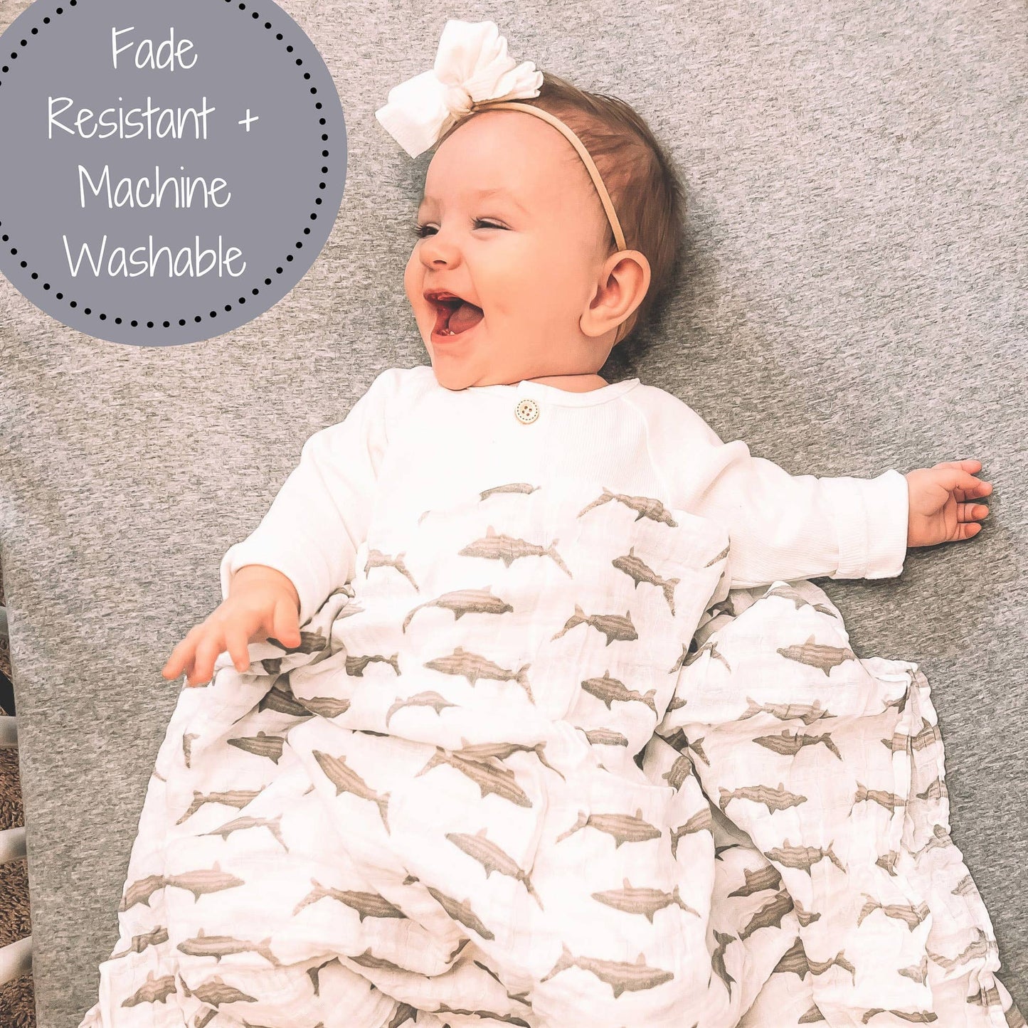 LollyBanks - Baby Shark Muslin Swaddle Blanket