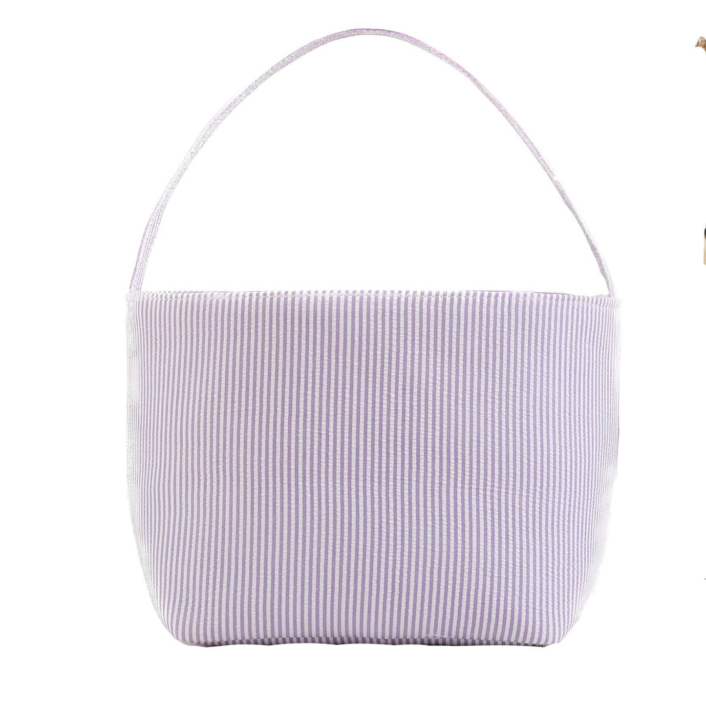 Love That Cotton - Gingham/Seersucker Bucket Bag - Easter Basket  with Egg Embroidery