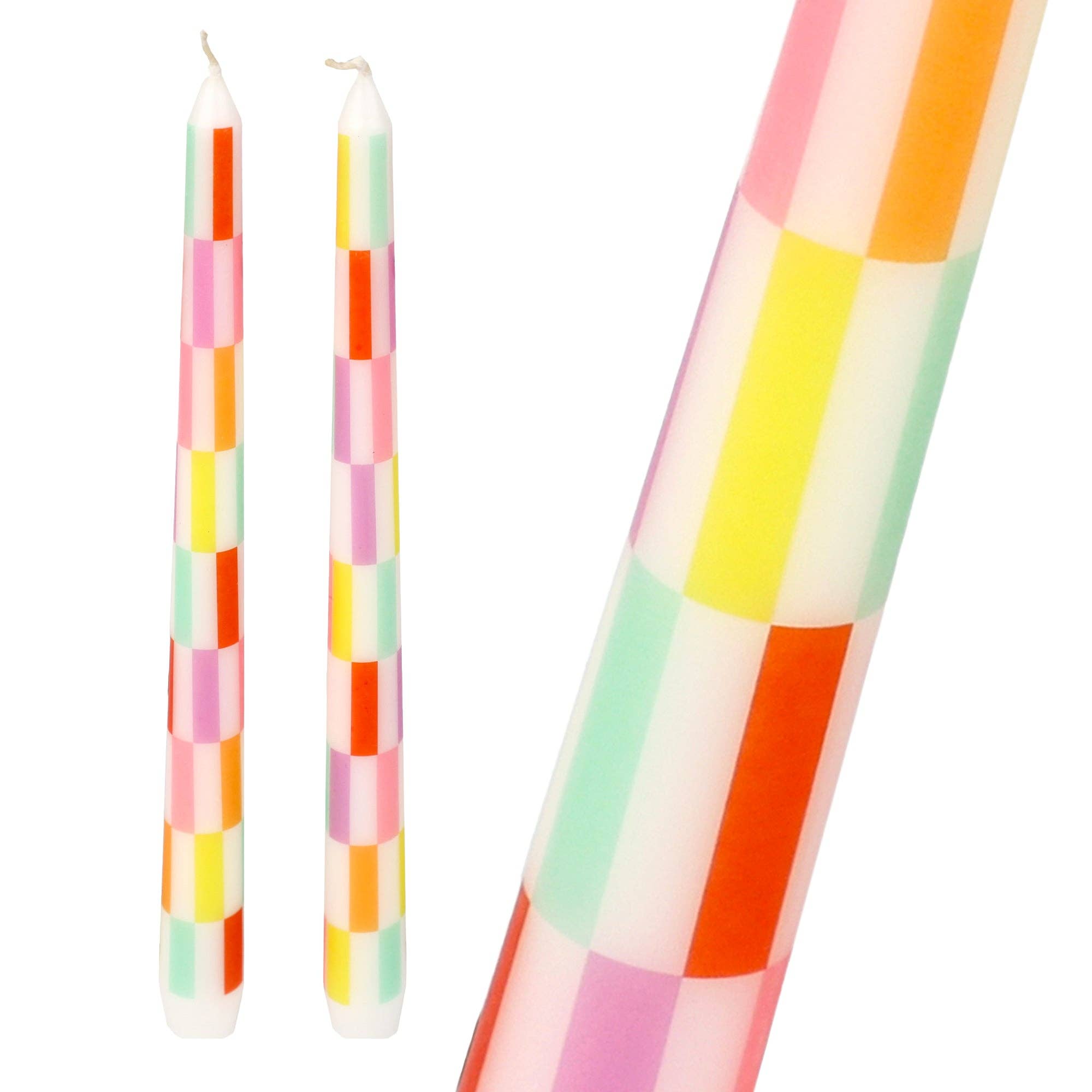 Multicolor Check Taper Candles - Thumbnail 4