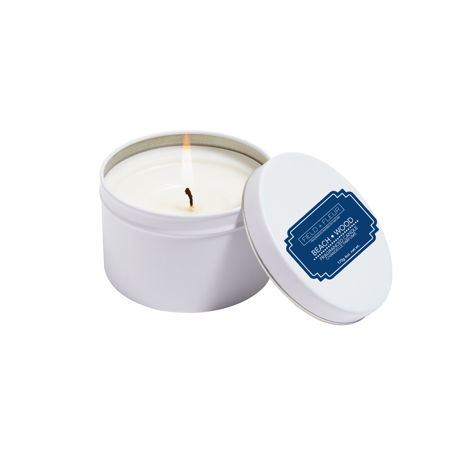 Hillhouse Naturals/Field+Fleur - Beach Wood Candle In White Tin 6oz. Ctn. 6