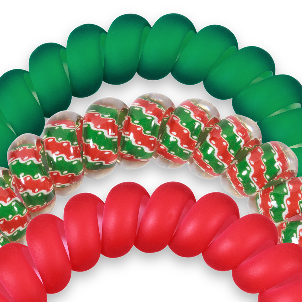 TELETIES - Spiral Hair Coils | Large | Naughty or Nice Hair Ties