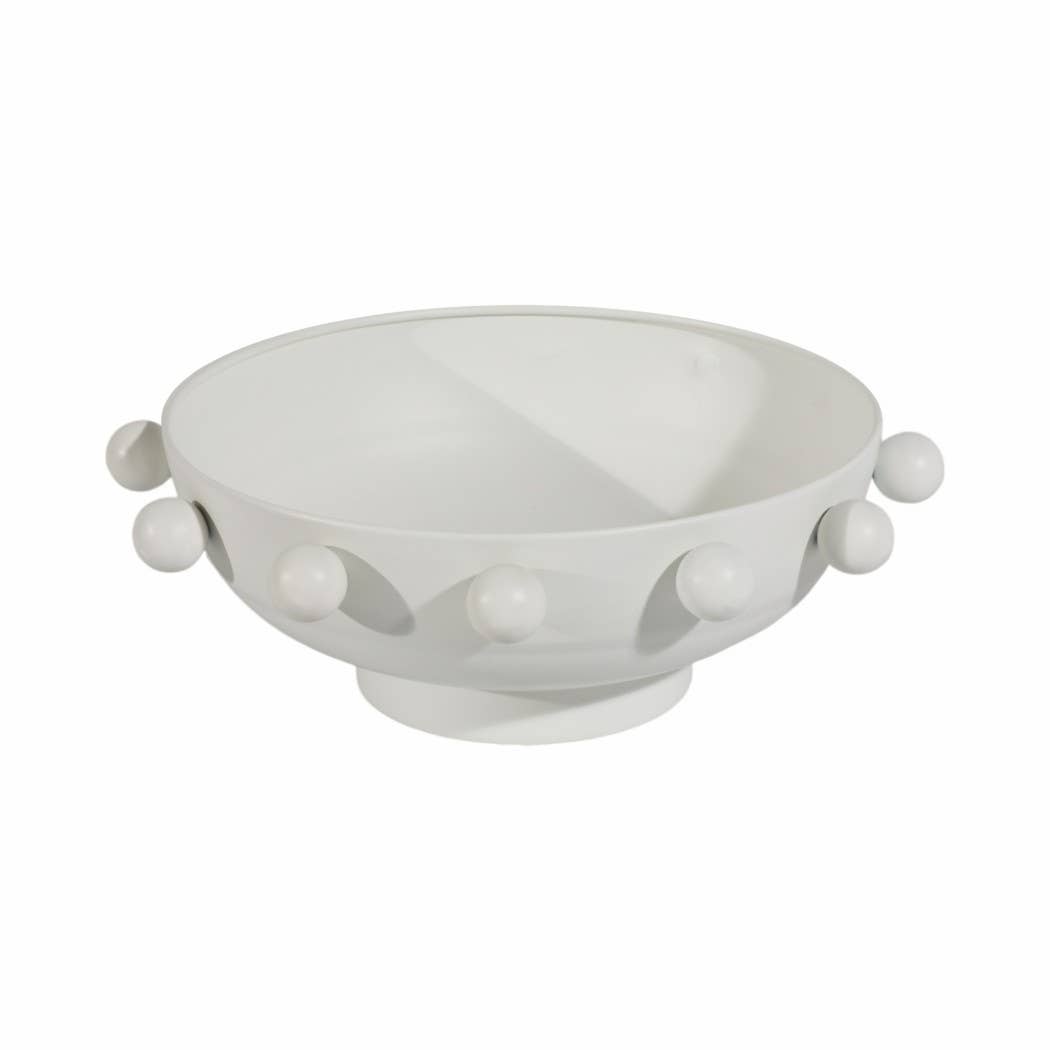 Sagebrook Home - Decorative Bowl - White Iron/Fir Wood Hobnail, 11 in.