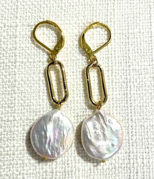 Studio G - Paperclip and Coin Pearl Drop Dangle Earrings