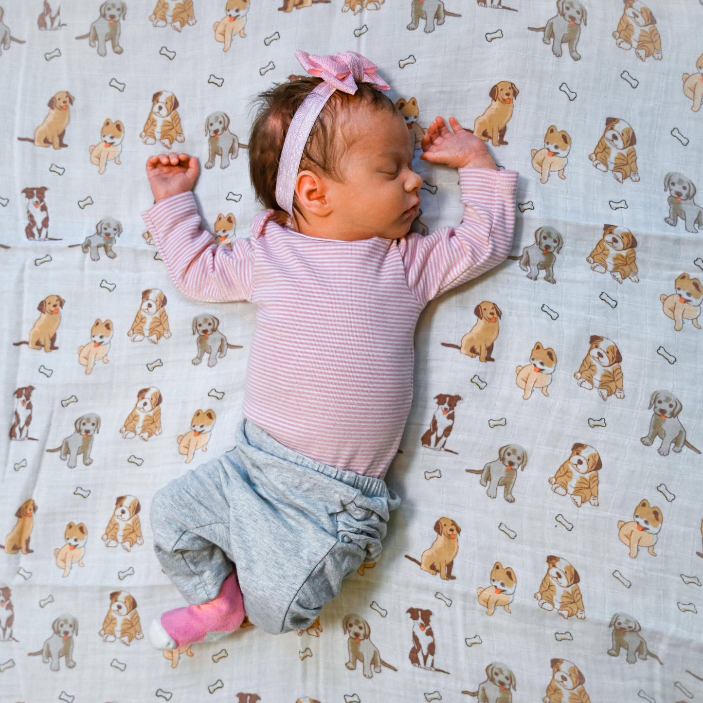 LollyBanks - Woof Woof Baby Muslin Swaddle Blanket