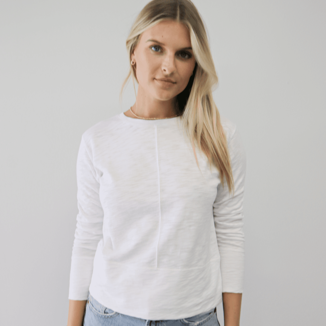erin gray - Celia Perfect Length Tee in White - Long Sleeve