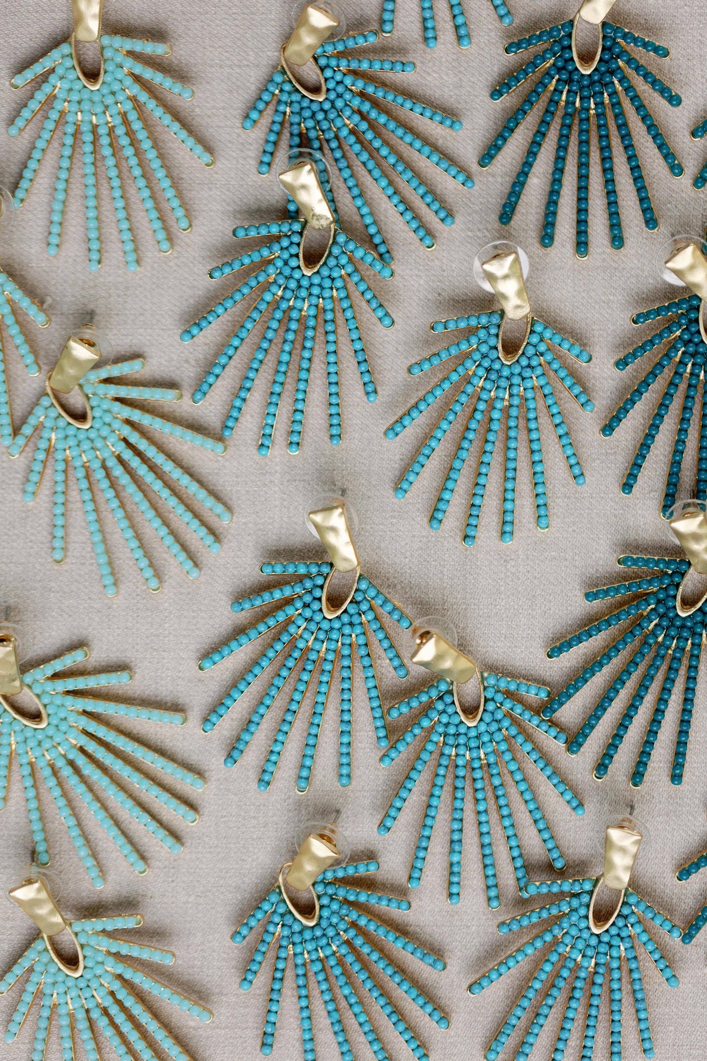 St Armands Designs of Sarasota - Light Turquoise Sunburst Statement Drop Earrings