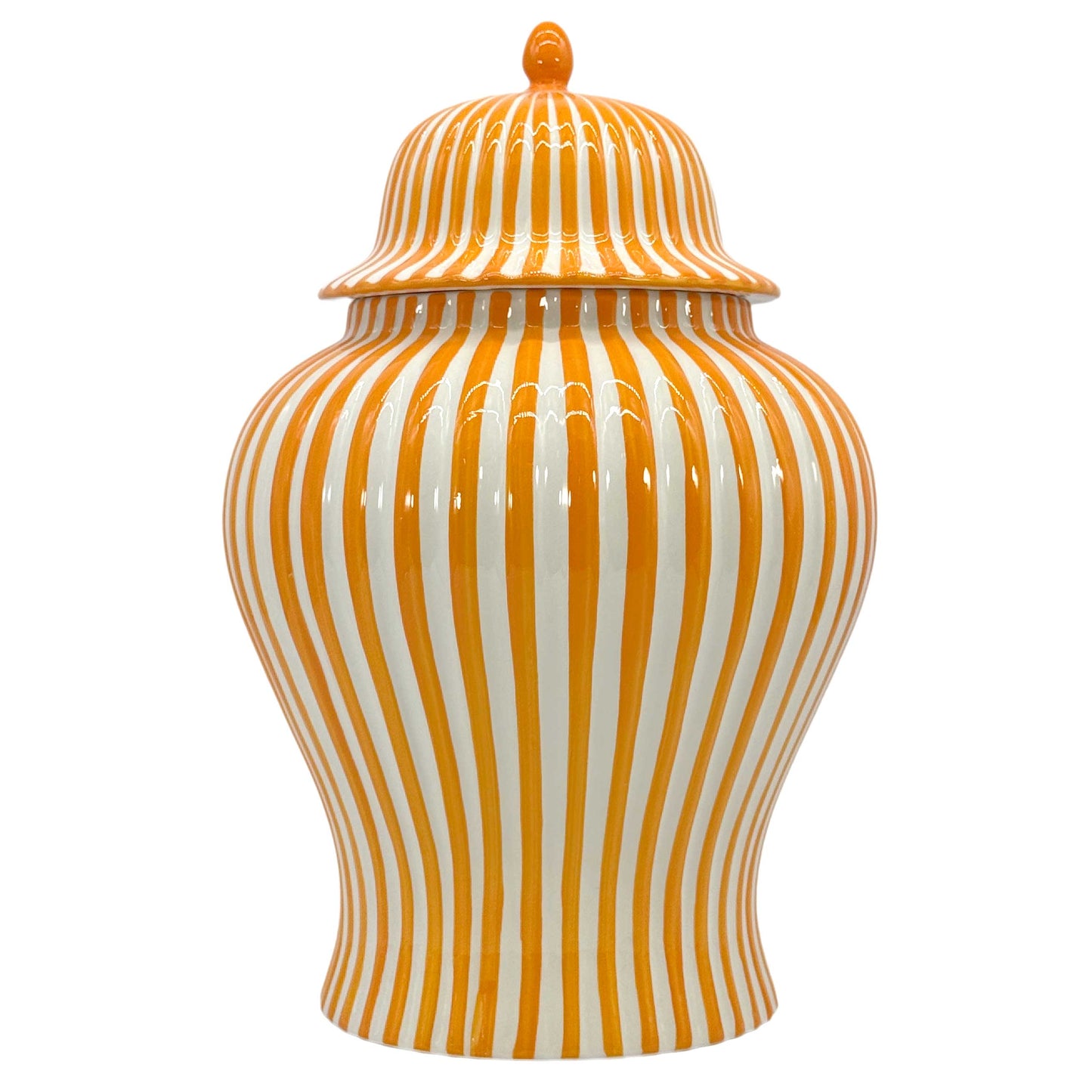 Galt International Company - Orange & White Candy Cane Striped Ceramic Vase 18"