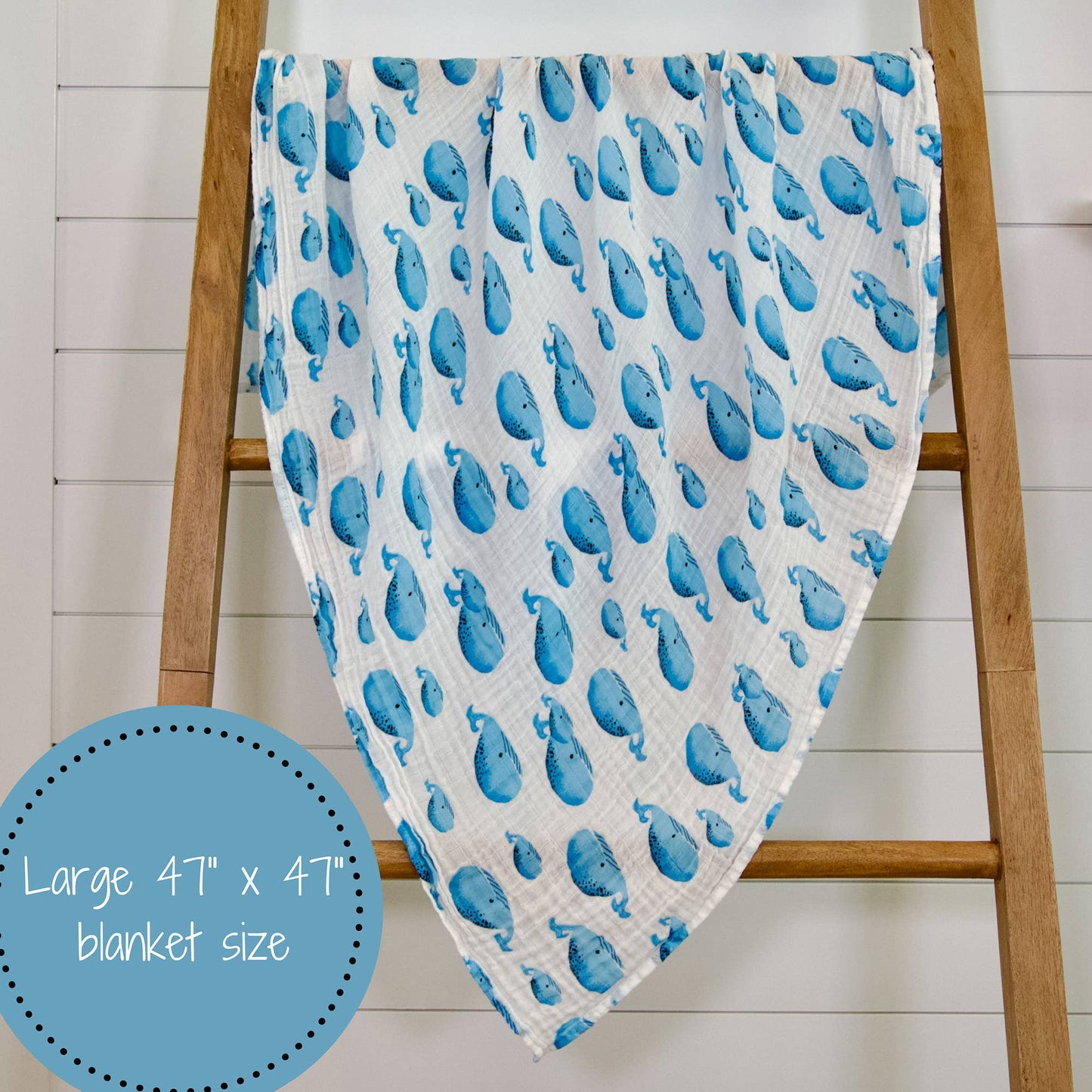 LollyBanks - Whale, Whale, Whale Baby Muslin Swaddle Blanket