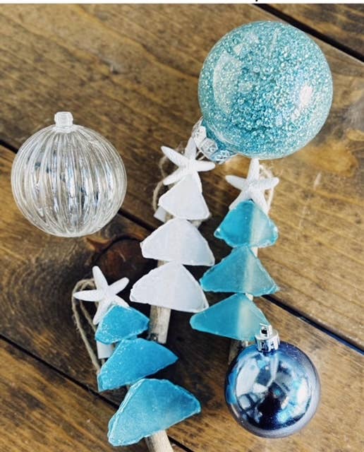 Mini Tree Sea Glass Christmas Ornament