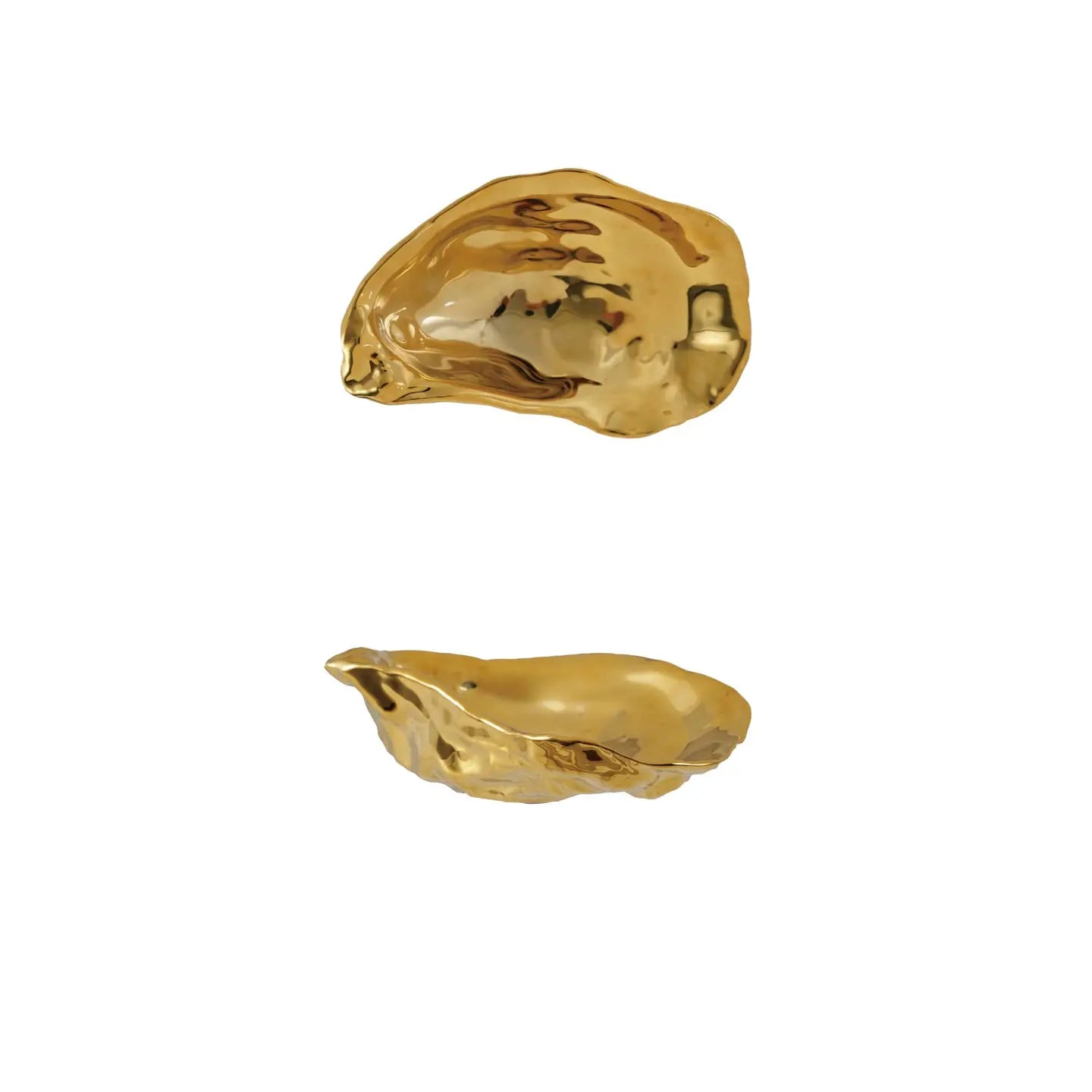 Hazel Mazel- Ceramic Oyster Shell Shaped Dish, Gold Finish