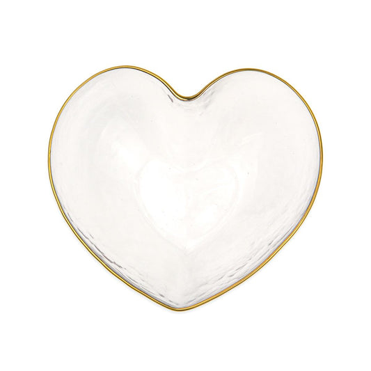Heart Glass Bowl with Gold Trim