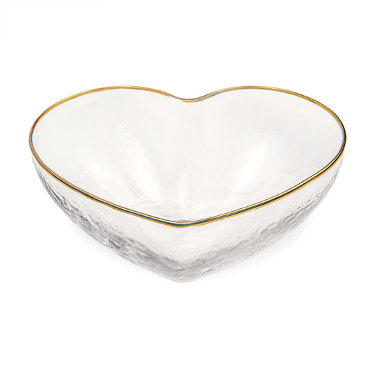 Heart Glass Bowl with Gold Trim