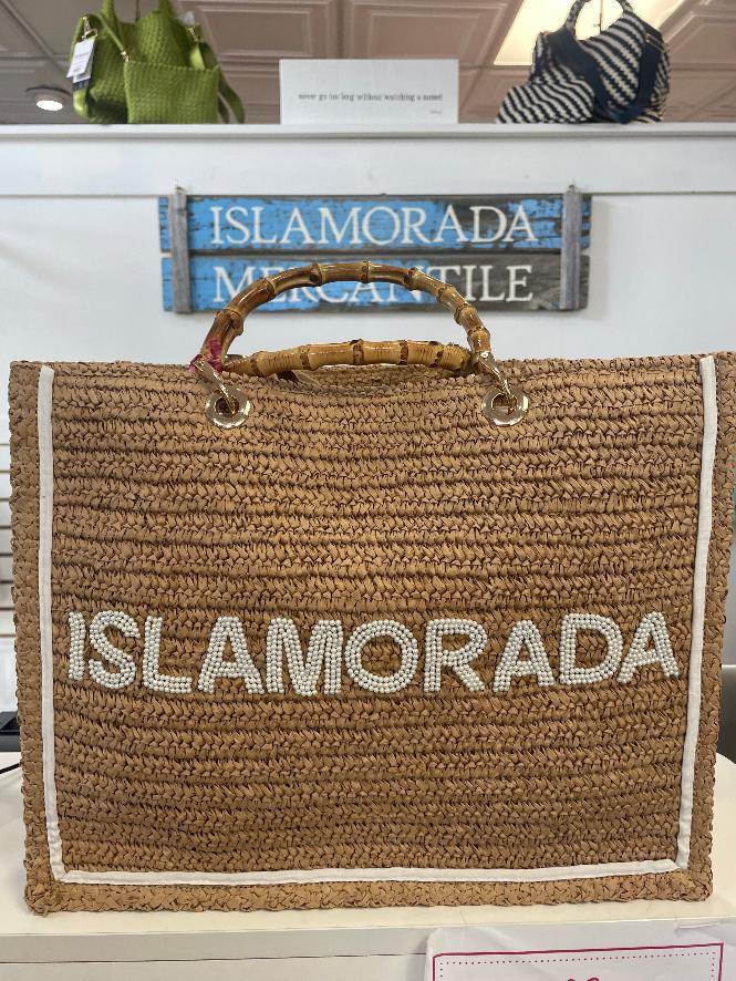 Tiana- Islamorada Tote Bag- Natural with Pearls