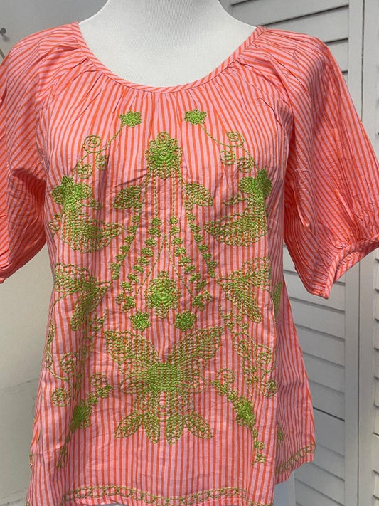 Ivy Jane -  Striped Embroidered Top