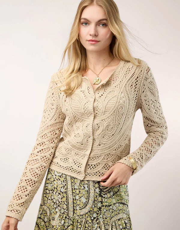 Spartina - Jordyn Crochet Cardigan Salted Ash