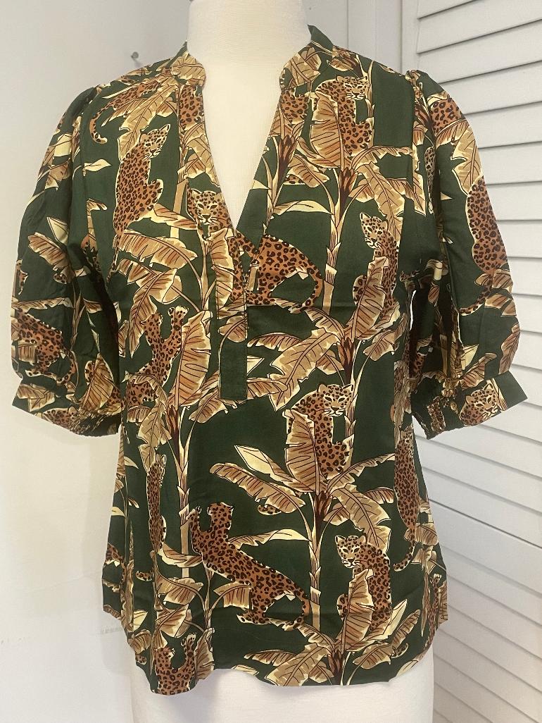 La Mer Lux- Gold Cheetah Palm-  Lizzy Top