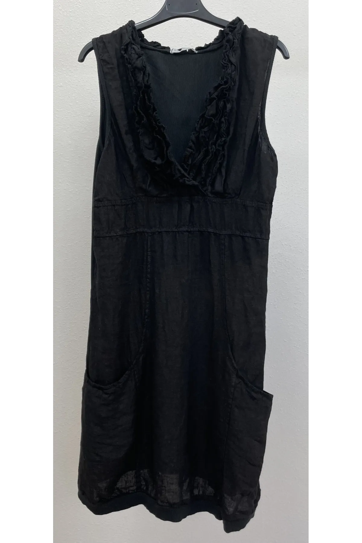 Look Mode- Black Solid Linen Dress