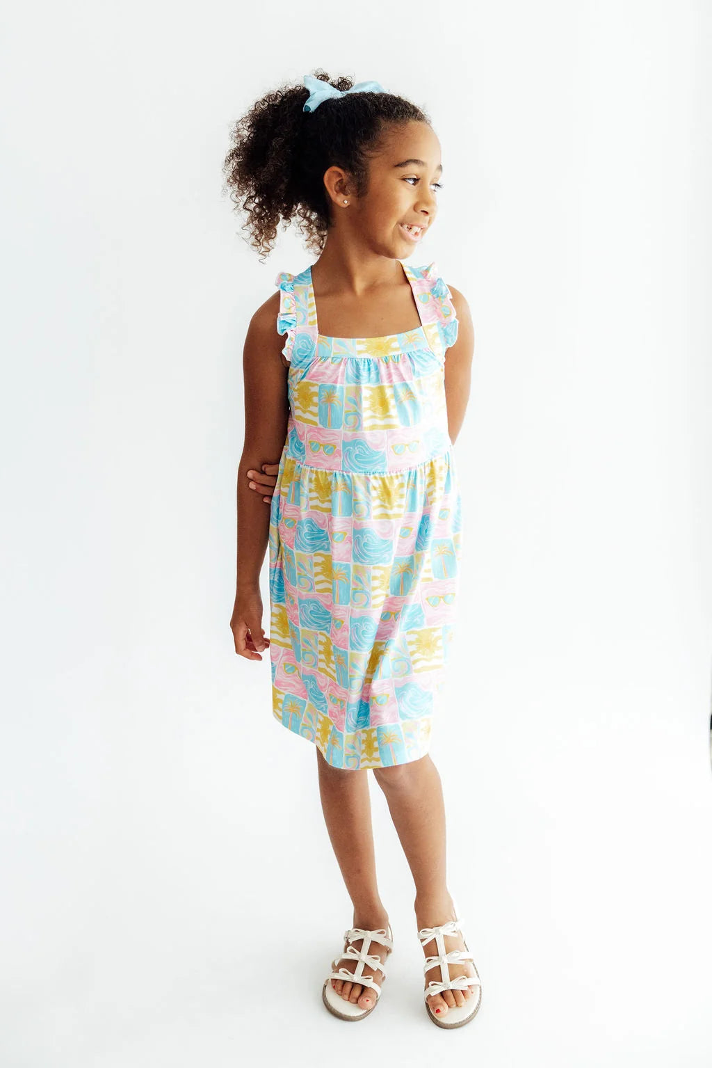 Mila & Rose - Tropical Summer Ruffle Cross Back Toddler Dress