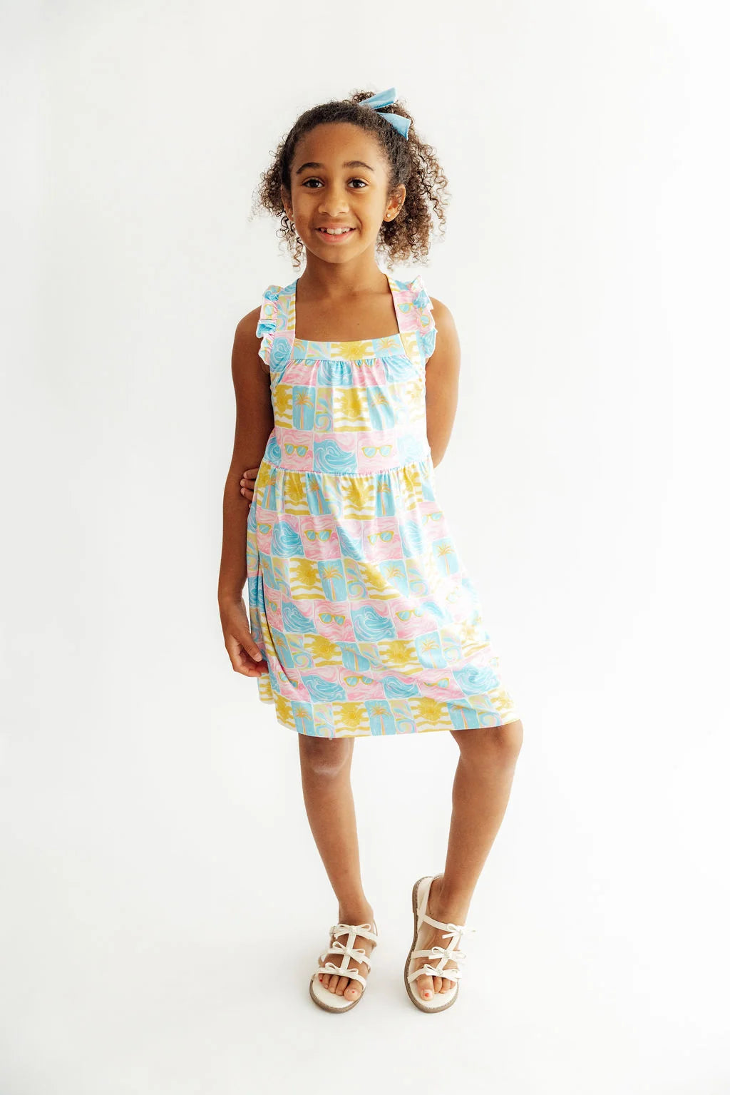 Mila & Rose - Tropical Summer Ruffle Cross Back Toddler Dress