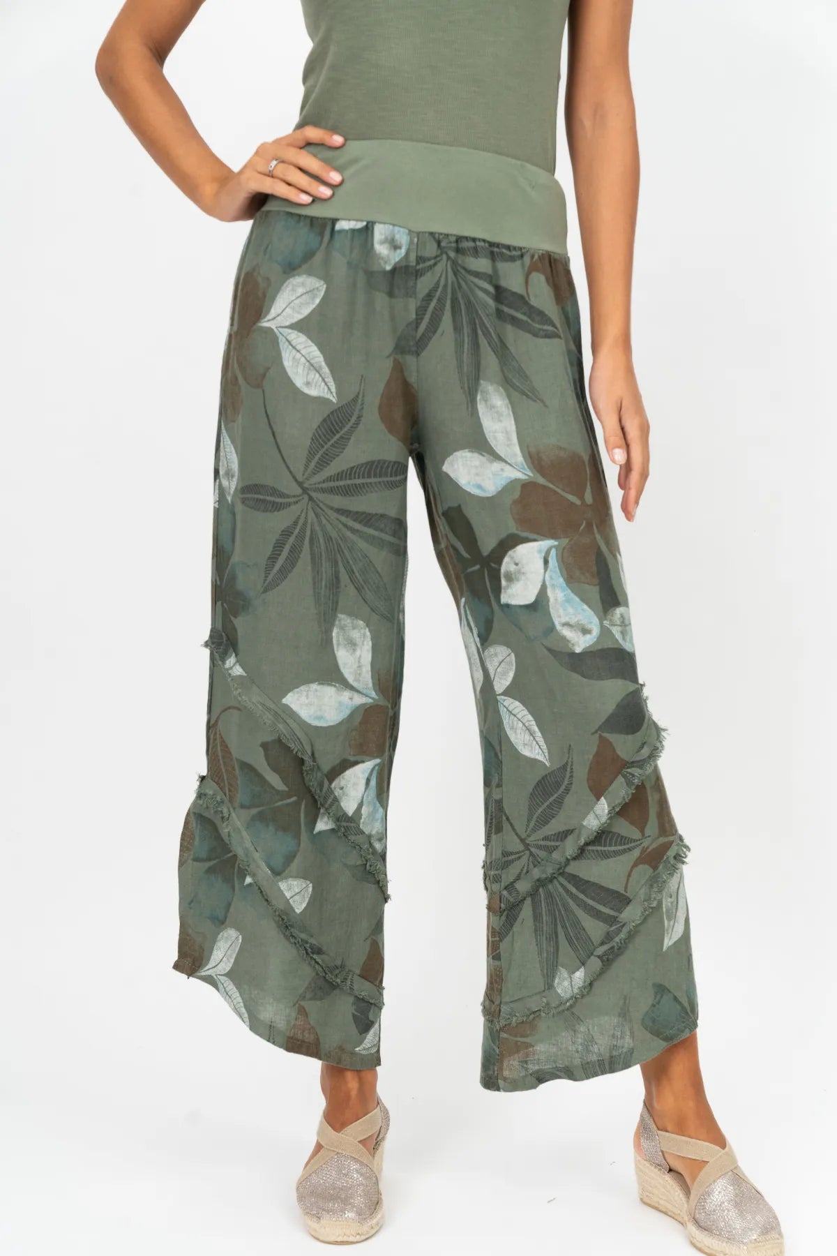 Flower Print Linen Pant