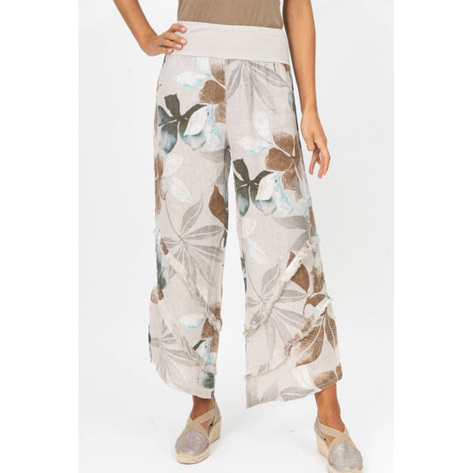 Look Mode- New Flower Printed Linen Pant