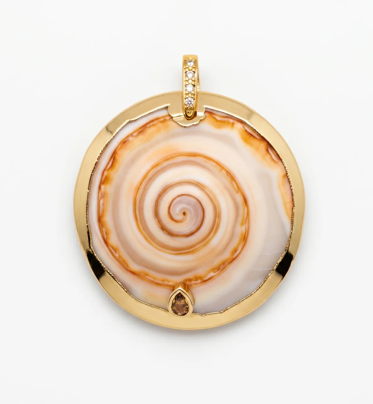 Shiver + Duke -  Golden Spiral Shell Pendant