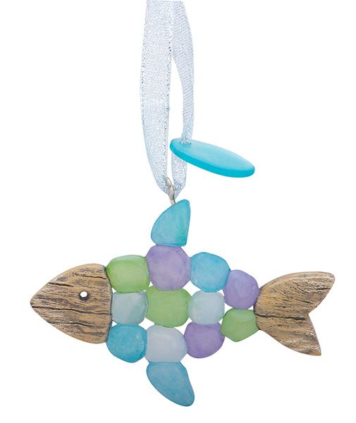 Driftwood and Sea Glass Fish Ornament - Islamorada