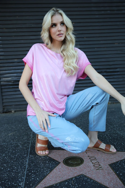 Urban Mangoz - Short Sleeve Shinny Top