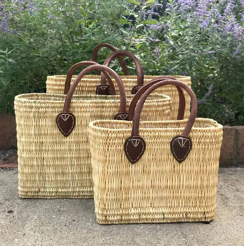 The Winding Road - Moroccan Market Baskets-Natural, Shoulder Strap