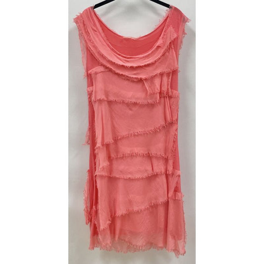 Look Mode - Solid Layered Ruffle Short Silk Dress