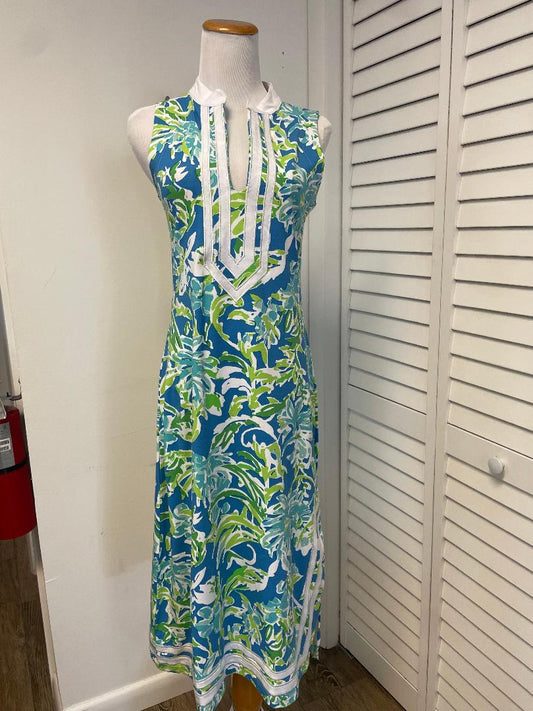 Tabi - Blue Palm Long Dress