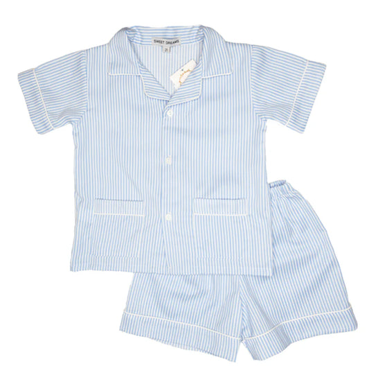 Sweet Dreams - Boys Blue Stripe Short Sleeve Pajamas