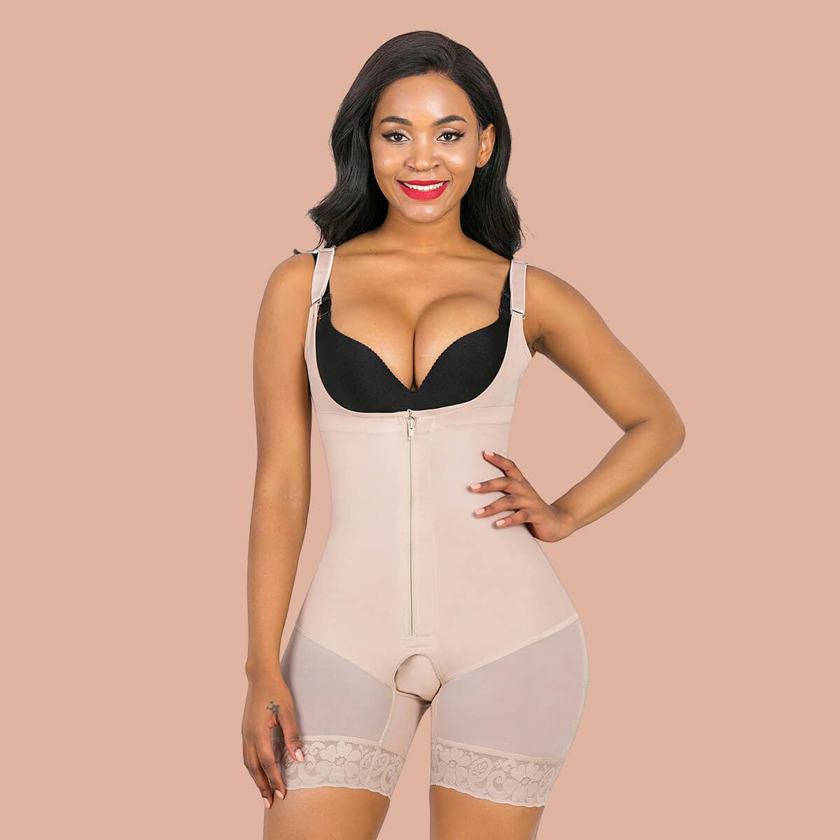 SHAPERX Open Bust Panty-style Shapewear with Zipper