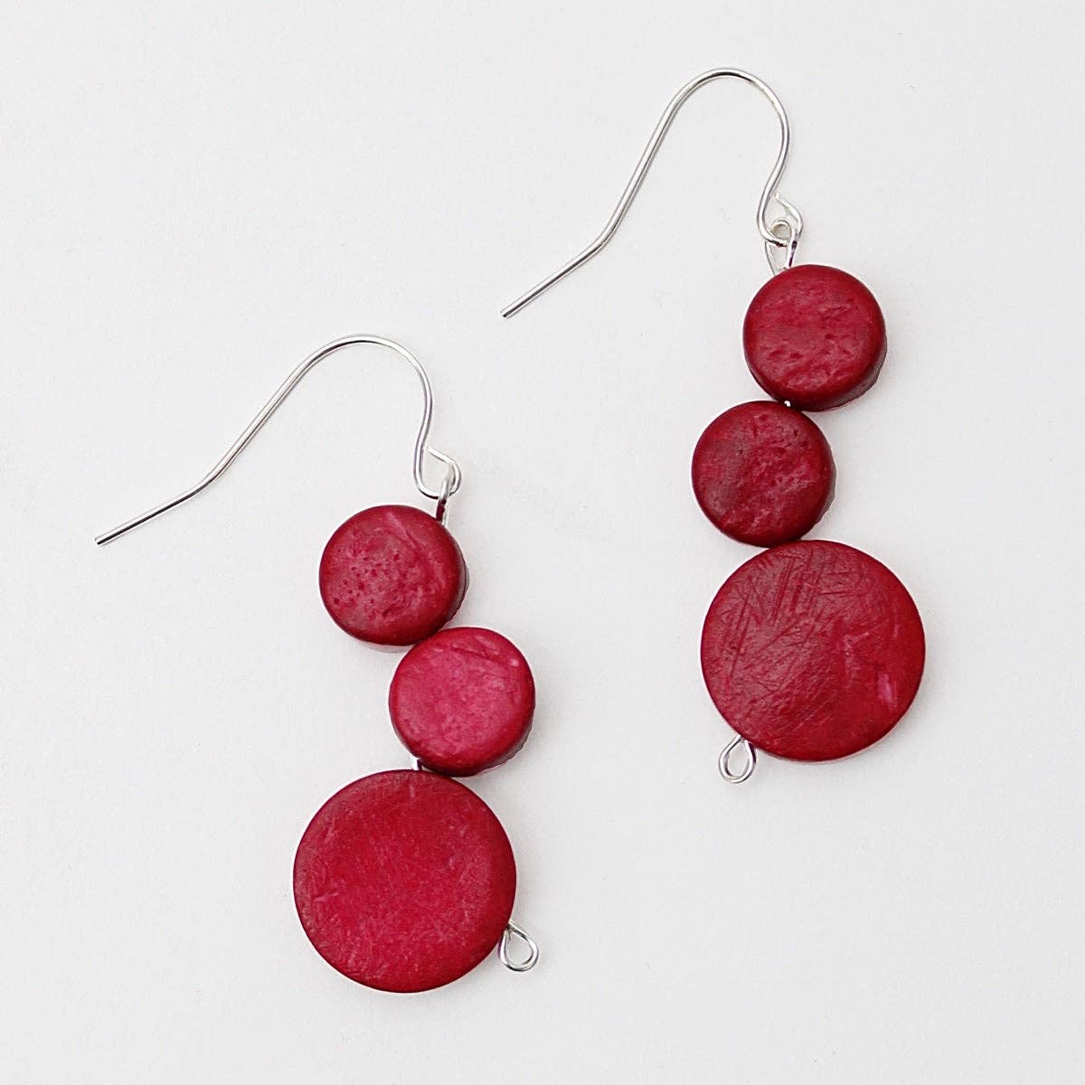 Triple Bead Raspberry Taylor Earrings